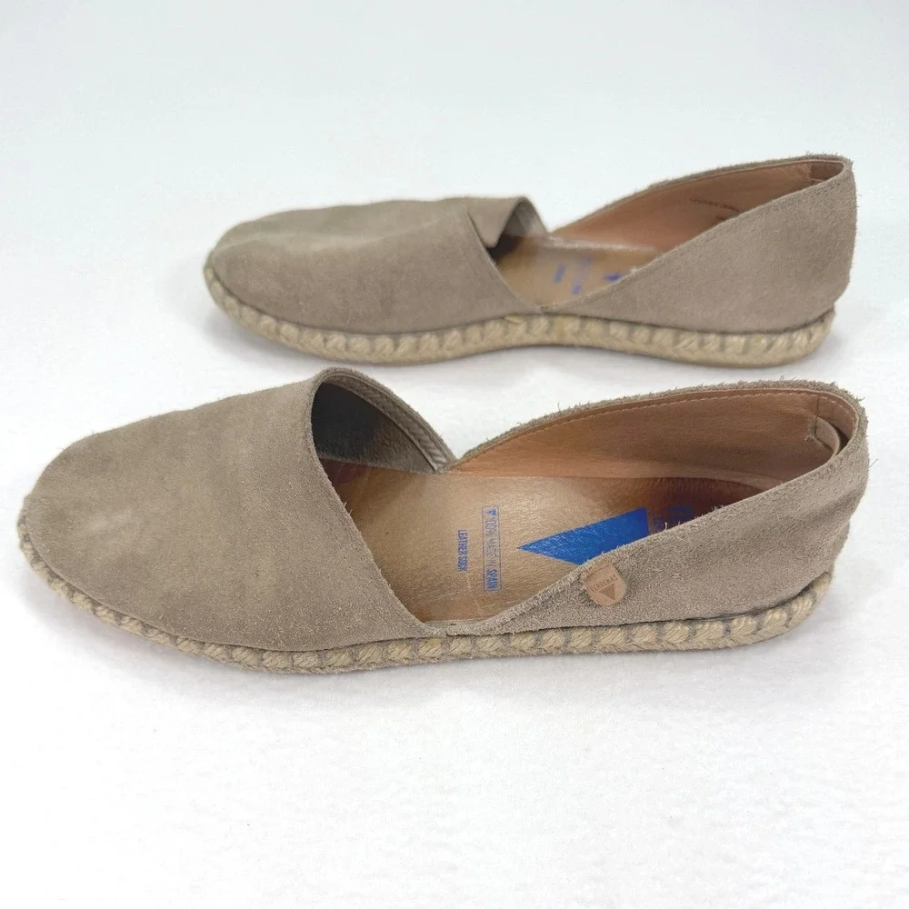 Verbenas Carmen Serraje Piedra Espadrille Flats US 9 9.5 EU 40 Tan Beige Suede